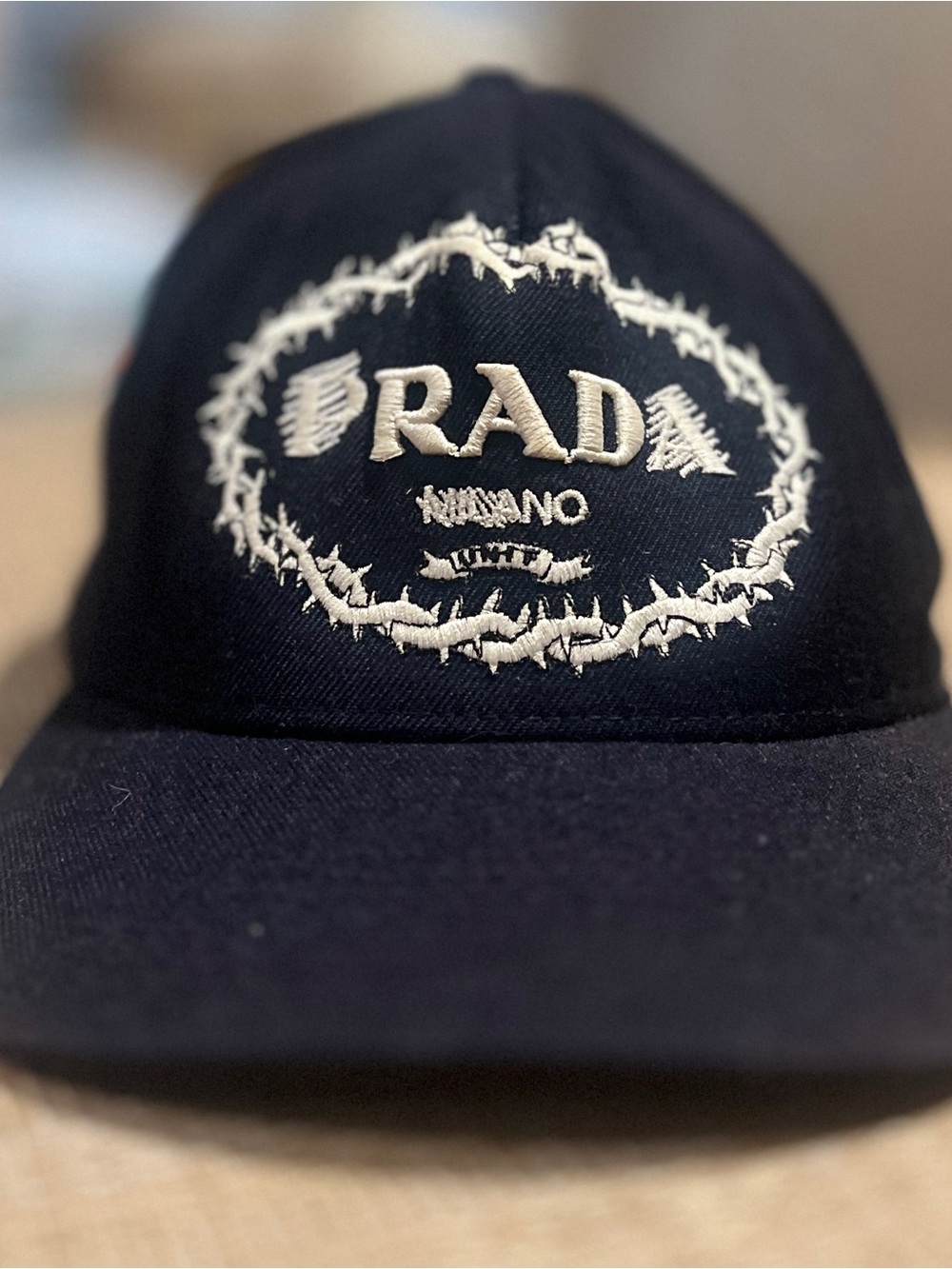 New Rare UNIF PRADA Parody Hat Black Embroidered Snapback Cap Discontinued